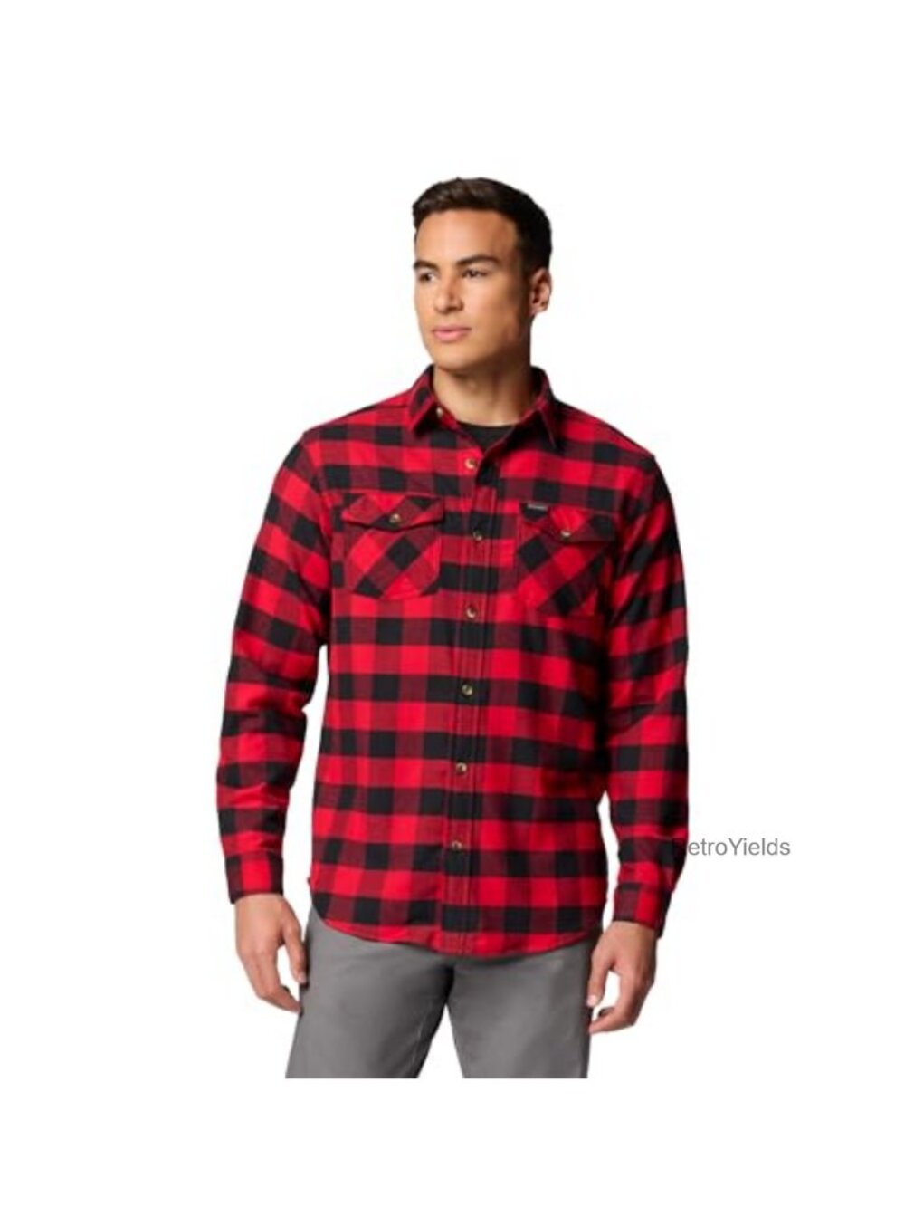 Columbia Bearmouth Springs Men's Long Sleeve Plaid Flannel Shirt with Roll Up